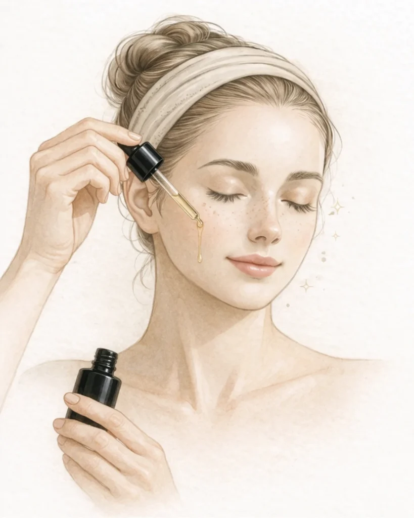 Applica poche gocce di Green elixir sul viso