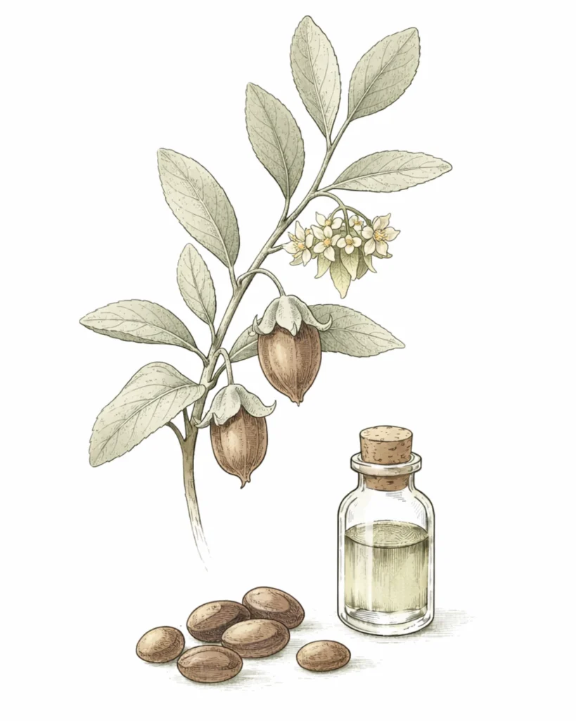 Olio e pianta di Jojoba