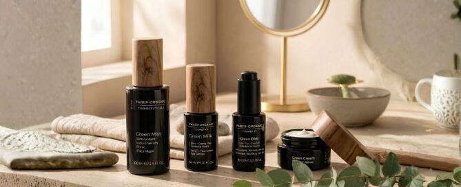 Texture skincare leggere per l’estate con mist, siero, crema e olio viso, routine essenziale per caldo e comfort della pelle.